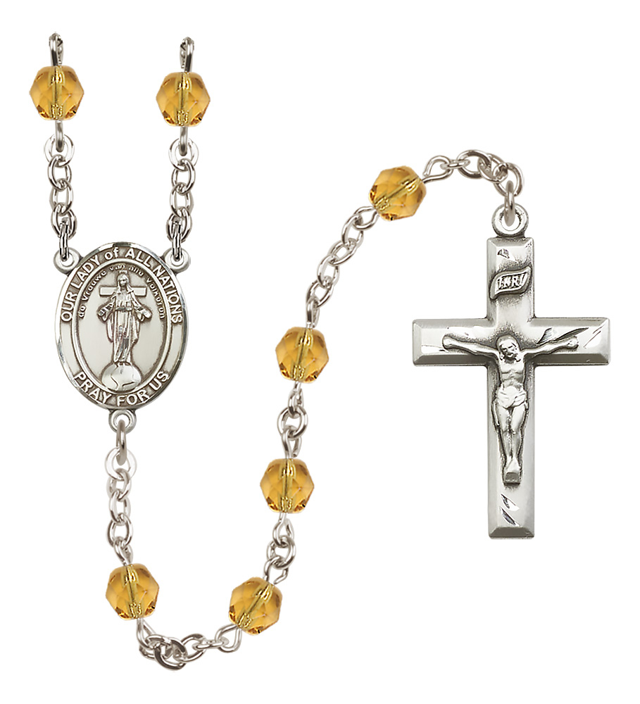 Our Lady Of All Nations R6000-8242 6mm Rosary Topaz